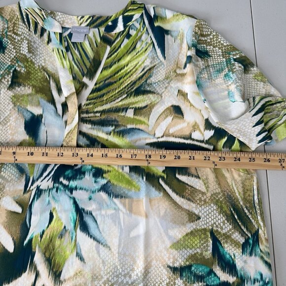 Chicos Snake & Tropical Print Tunic Top Size 2XL Bracelet Sleeve Y Neckline - Picture 6 of 9
